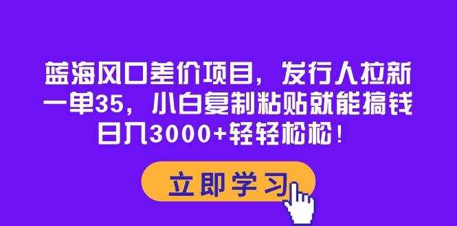 （10272期）蓝海风口差价项目，发行人拉新，一单35，小白复制粘贴就能搞钱！日入30…-泰戈创艺资源库