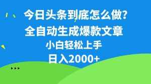 （10541期）今日头条最新最强连怼操作，10分钟50条，真正解放双手，月入1w+-泰戈创艺资源库