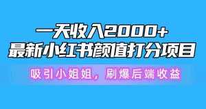 （10187期）一天收入2000+，最新小红书颜值打分项目，吸引小姐姐，刷爆后端收益-泰戈创艺资源库