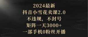 （9639期）2024最新抖音小雪花卖课2.0 不违规 不封号 矩阵一天3000+一部手机0粉丝开播-泰戈创艺资源库