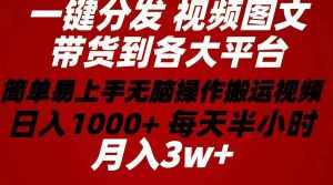 (10667期)2024年 一键分发带货图文视频 简单易上手 无脑赚收益 每天半小时日入1…-泰戈创艺资源库