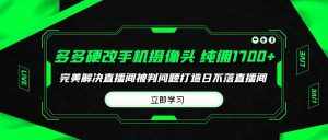 （9987期）多多硬改手机摄像头，单场带货纯佣1700+完美解决直播间被判问题，打造日…-泰戈创艺资源库