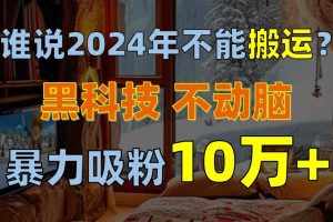 (10634期)谁说2024年不能搬运?只动手不动脑,自媒体平台单月暴力涨粉10000+-泰戈创艺资源库