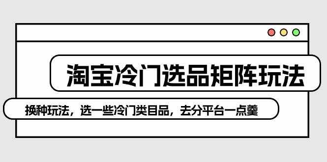 （10159期）淘宝冷门选品矩阵玩法：换种玩法，选一些冷门类目品，去分平台一点羹-泰戈创艺资源库