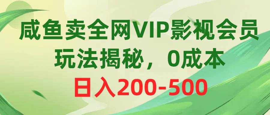 （10517期）咸鱼卖全网VIP影视会员，玩法揭秘，0成本日入200-500-泰戈创艺资源库