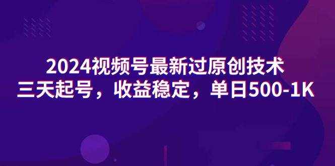 （9506期）2024视频号最新过原创技术，三天起号，收益稳定，单日500-1K-泰戈创艺资源库