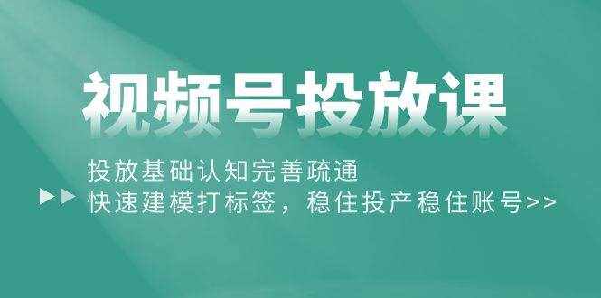 （10205期）视频号投放课：投放基础认知完善疏通，快速建模打标签，稳住投产稳住账号-泰戈创艺资源库
