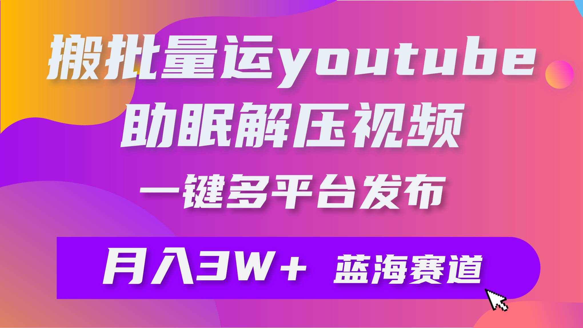 （9727期）批量搬运YouTube解压助眠视频 一键多平台发布 月入2W+-泰戈创艺资源库