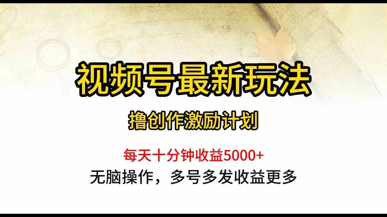 （10087期）视频号最新玩法，每日一小时月入5000+-泰戈创艺资源库