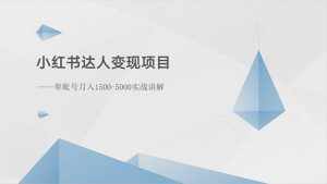 （10720期）小红书达人变现项目：单账号月入1500-3000实战讲解-泰戈创艺资源库