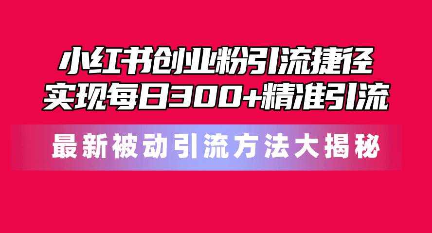 （10692期）小红书创业粉引流捷径！最新被动引流方法大揭秘，实现每日300 精准引流-泰戈创艺资源库