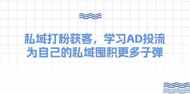 （10728期）某收费课：私域打粉获客，学习AD投流，为自己的私域囤积更多子弹-泰戈创艺资源库