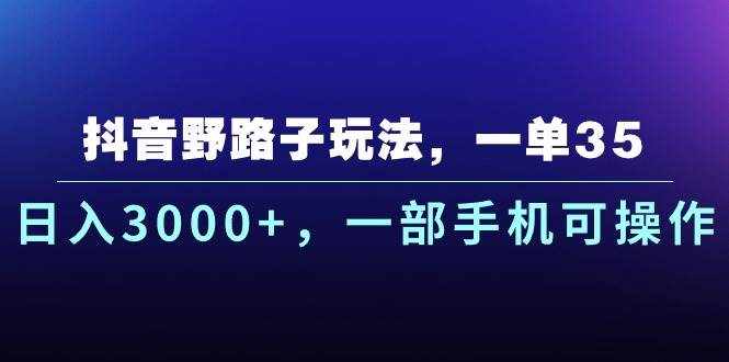 （10909期）抖音野路子玩法，一单35.日入3000+，一部手机可操作-泰戈创艺资源库