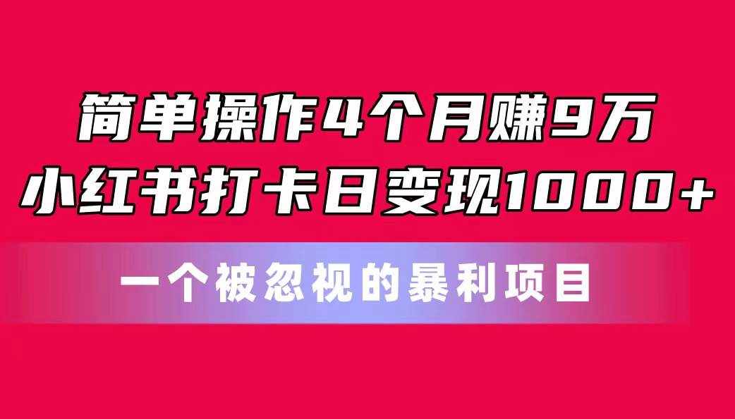 （11048期）简单操作4个月赚9万！小红书打卡日变现1000+！一个被忽视的暴力项目-泰戈创艺资源库