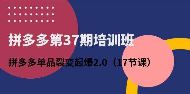 （10835期）拼多多第37期培训班：拼多多单品裂变起爆2.0（17节课）-泰戈创艺资源库