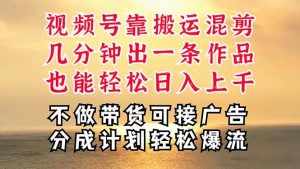 (11087期)深层揭秘视频号项目,是如何靠搬运混剪做到日入过千上万的,带你轻松爆…-泰戈创艺资源库