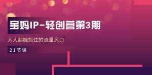 (11042期)宝妈IP-轻创营第3期,人人都能抓住的流量风口(21节课)-泰戈创艺资源库