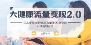 (10871期)大健康 流量 变现2.0:拓高变现 流量/成高客单/低粉高变现/只讲落地实战-泰戈创艺资源库