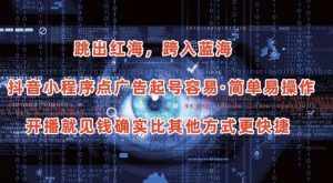 抖音小程序点广告项目，起号容易，简单易操作，开播就见有收益【揭秘】-泰戈创艺资源库