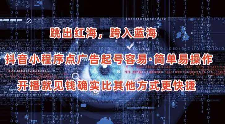 抖音小程序点广告项目，起号容易，简单易操作，开播就见有收益【揭秘】-泰戈创艺资源库