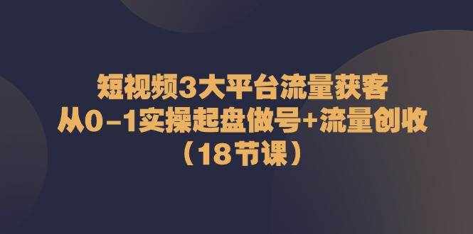 （10873期）短视频3大平台·流量 获客：从0-1实操起盘做号+流量 创收（18节课）-泰戈创艺资源库