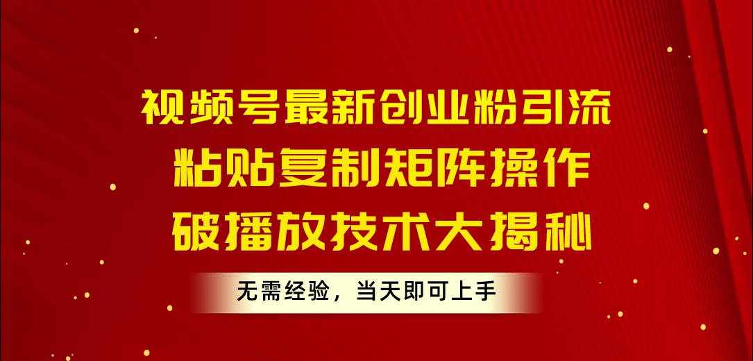 （10803期）视频号最新创业粉引流，粘贴复制矩阵操作，破播放技术大揭秘，无需经验…-泰戈创艺资源库