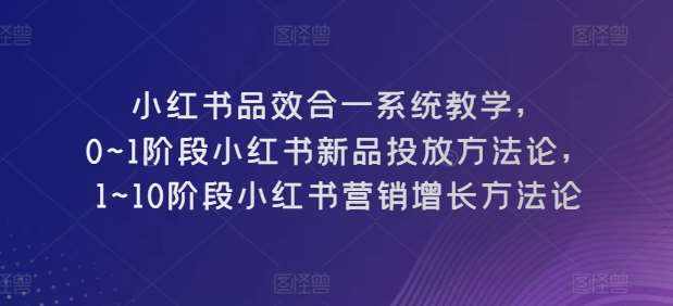小红书品效合一系统教学，​0~1阶段小红书新品投放方法论，​1~10阶段小红书营销增长方法论-泰戈创艺资源库