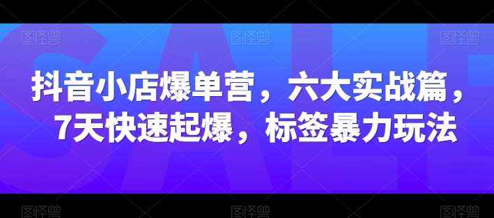 抖音小店爆单营，六大实战篇，7天快速起爆，标签暴力玩法-泰戈创艺资源库