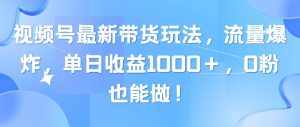 （10858期）视频号最新带货玩法，流量爆炸，单日收益1000＋，0粉也能做！-泰戈创艺资源库