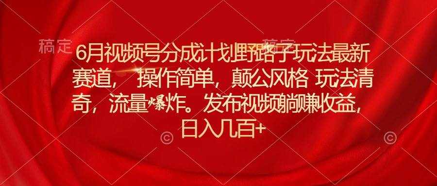 （11040期）6月视频号分成计划野路子玩法最新赛道操作简单，颠公风格玩法清奇，流…-泰戈创艺资源库