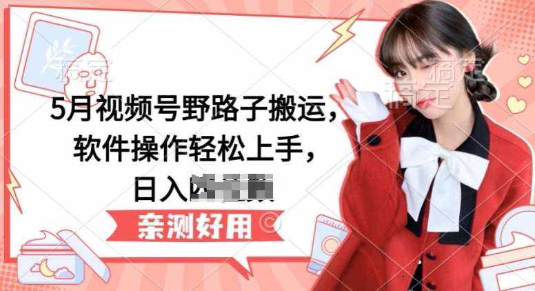 5月视频号野路子搬运，软件操作轻松上手，日入三位数【揭秘】-泰戈创艺资源库