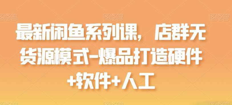 最新闲鱼系列课，店群无货源模式-爆品打造硬件+软件+人工-泰戈创艺资源库