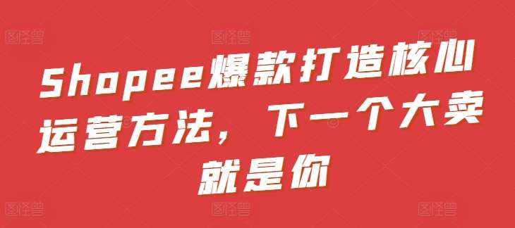 Shopee爆款打造核心运营方法,下一个大卖就是你-泰戈创艺资源库