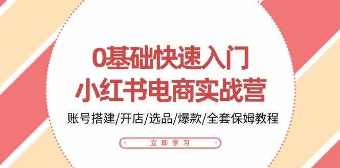 0基础快速入门小红书电商实战营：账号搭建/开店/选品/爆款/全套保姆教程-泰戈创艺资源库