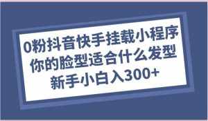 0粉抖音快手挂载小程序，你的脸型适合什么发型玩法，新手小白日入300+-泰戈创艺资源库