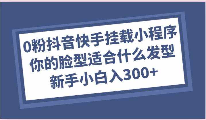 0粉抖音快手挂载小程序，你的脸型适合什么发型玩法，新手小白日入300+-泰戈创艺资源库