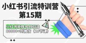 小红书引流特训营第15期，小红书矩阵号月引流80000+到微信（10节课）-泰戈创艺资源库