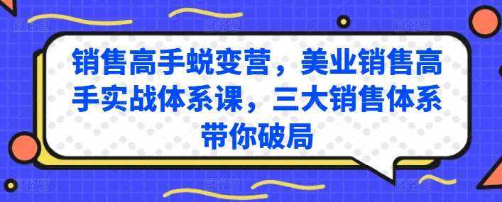 销售高手蜕变营，美业销售高手实战体系课，三大销售体系带你破局-泰戈创艺资源库