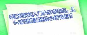 零基础快速入门小红书电商，从0-1打造能赚钱的小红书店铺-泰戈创艺资源库