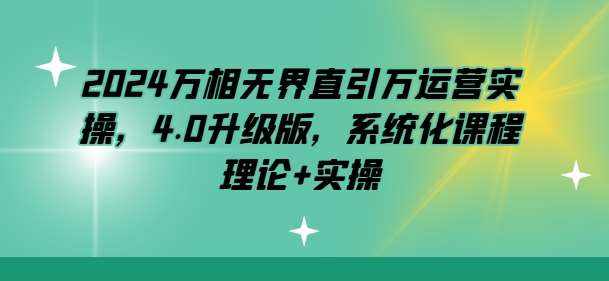 2024万相无界直引万运营实操，4.0升级版，系统化课程 理论+实操-泰戈创艺资源库