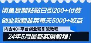 闲鱼复制粘贴日引200+付费创业粉，24年5月最新方法！割韭菜日稳定5000+收益-泰戈创艺资源库