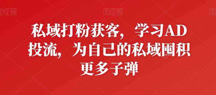 私域打粉获客，学习AD投流，为自己的私域囤积更多子弹-泰戈创艺资源库