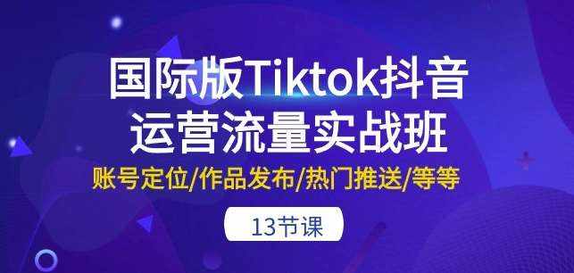 国际版Tiktok抖音运营流量实战班:账号定位/作品发布/热门推送/等等-13节-泰戈创艺资源库