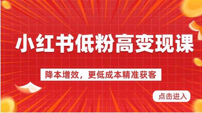 小红书低粉高变现课-降本增效，更低成本精准获客，小红书必爆的流量密码-泰戈创艺资源库