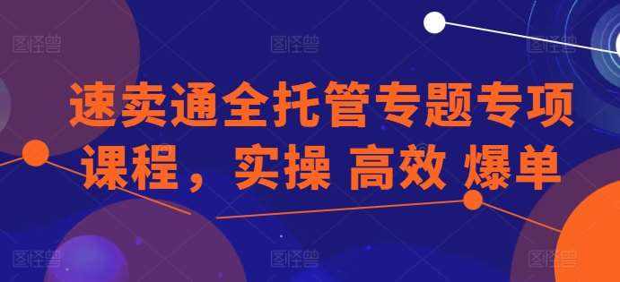 速卖通全托管专题专项课程，实操 高效 爆单-泰戈创艺资源库