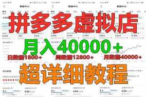 拼多多虚拟电商训练营月入40000+，全网最详细，你做你也行，暴利稳定长久-泰戈创艺资源库