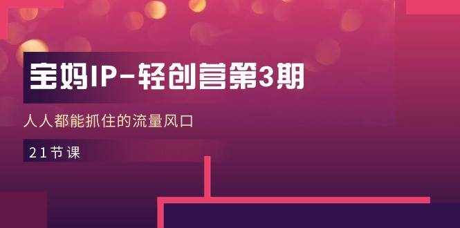 宝妈IP轻创营第3期，人人都能抓住的流量风口（21节课）-泰戈创艺资源库