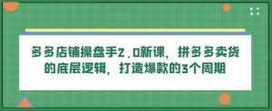 多多店铺操盘手2.0新课，拼多多卖货的底层逻辑，打造爆款的3个周期-泰戈创艺资源库
