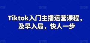 Tiktok入门主播运营课程，及早入局，快人一步-泰戈创艺资源库