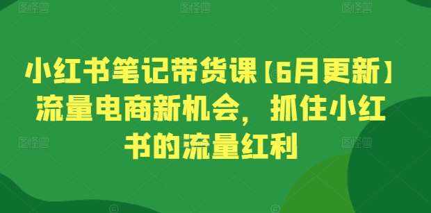 小红书笔记带货课【6月更新】流量电商新机会，抓住小红书的流量红利-泰戈创艺资源库